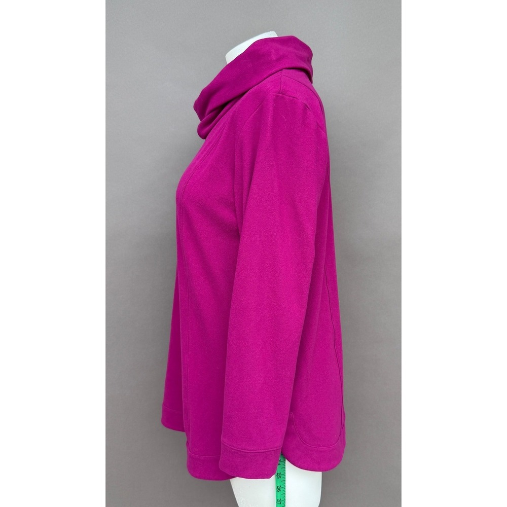J Jill Cowl Neck Fleece Tunic Medium Magenta Pink Long Sleeve Soft Cozy Pullover - Picture 6 of 13
